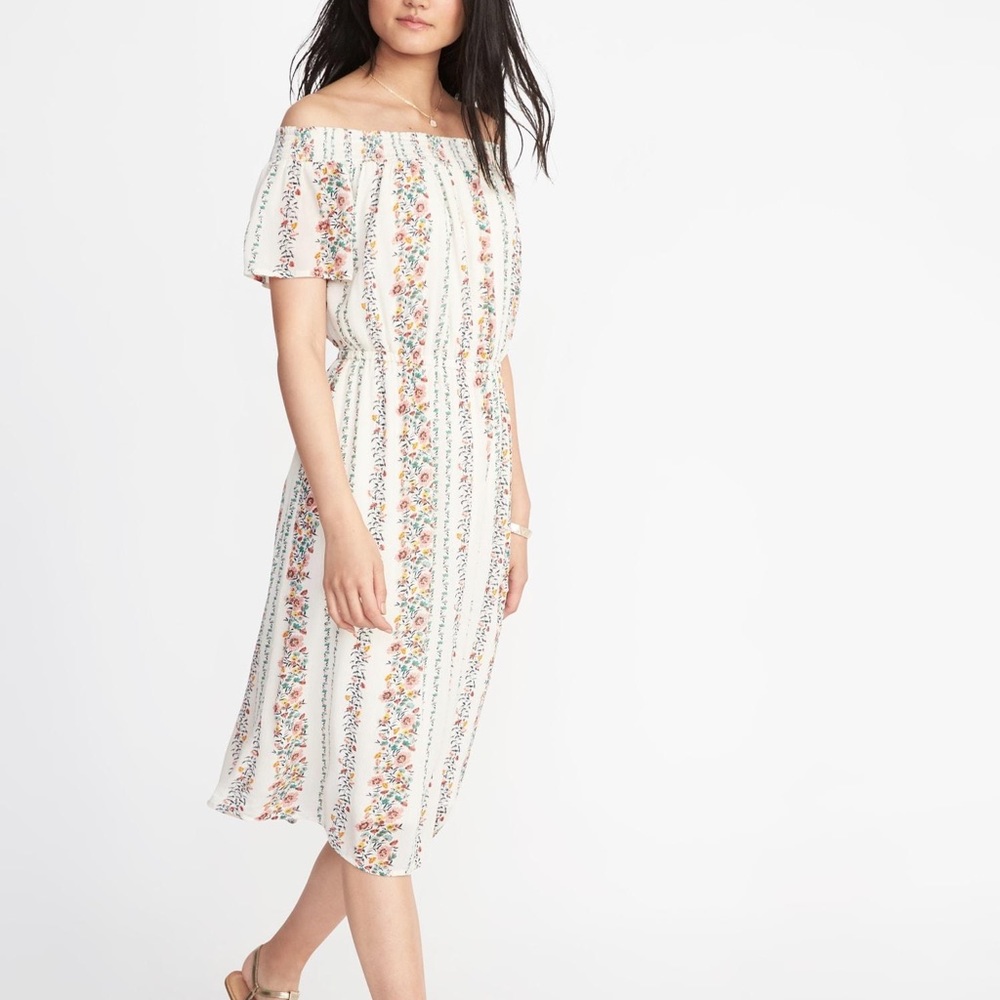 old navy white floral off shoulder dress
